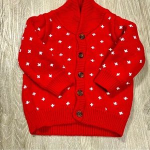 Hanna Andersson Knit Cardigan Sweater 70 6-12 Twins Christmas